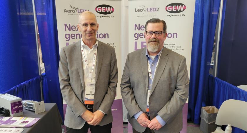Amir Dekel (L) and Jeff Stone talk to L&NW about the newest trends in LED curing.